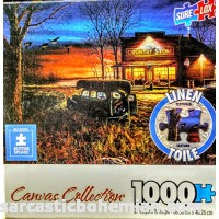 Canvas Collection 1000 Piece Puzzle Linen Texture Toile Country Store at night  B07BNVDFX6